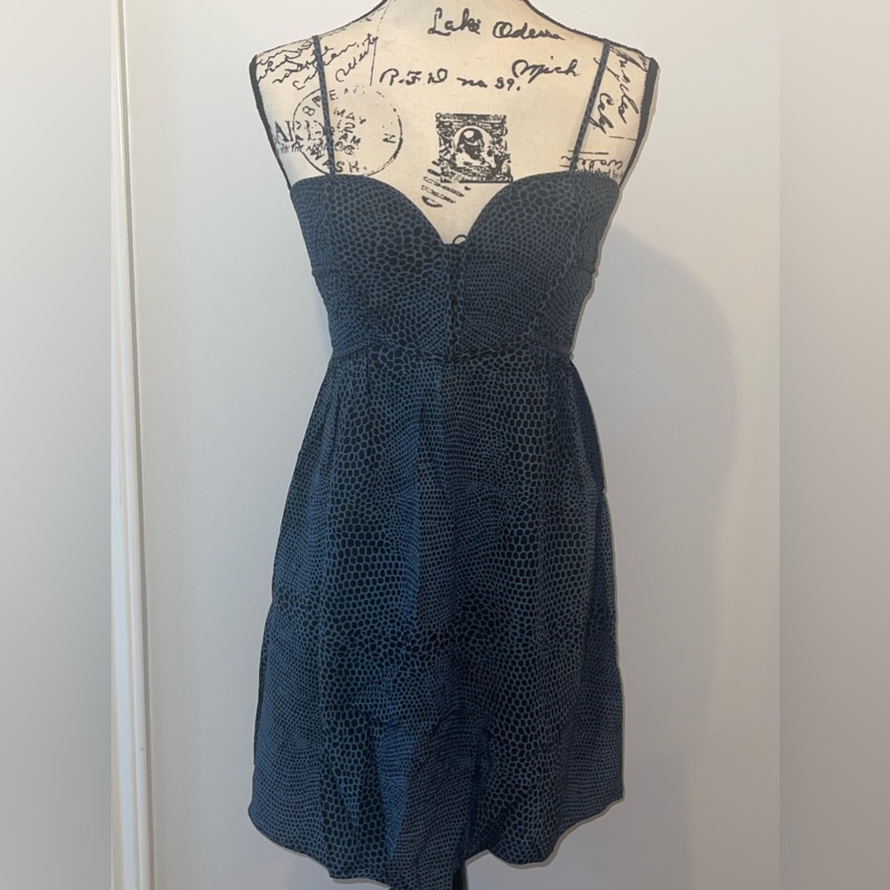 Parker Blue and black silk animal print dress